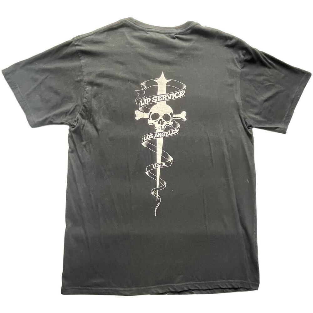 Lip Service Los Angeles T Shirt Mens Large Black Graphic Goth Rock Punk Y2k USA